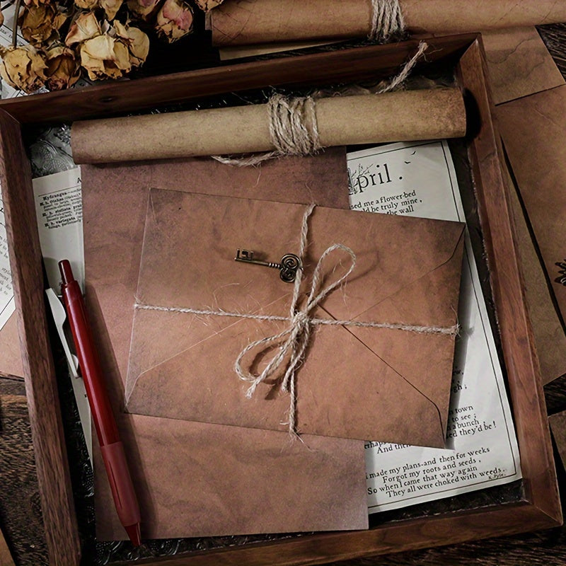 Envelope Letter Paper Set with Hemp Rope and Accessories