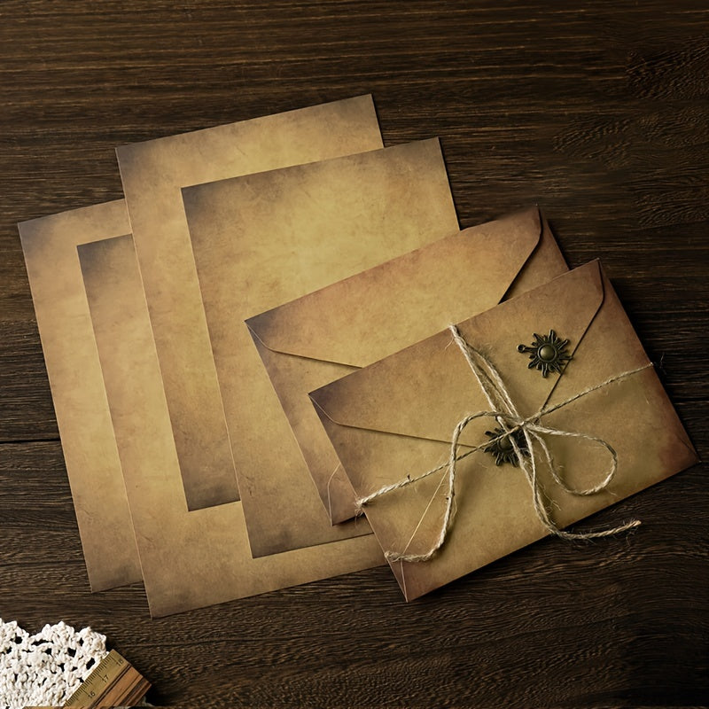 Envelope Letter Paper Set with Hemp Rope and Accessories