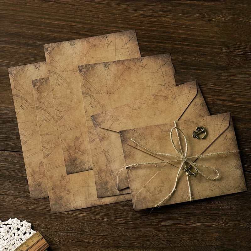 Envelope Letter Paper Set with Hemp Rope and Accessories