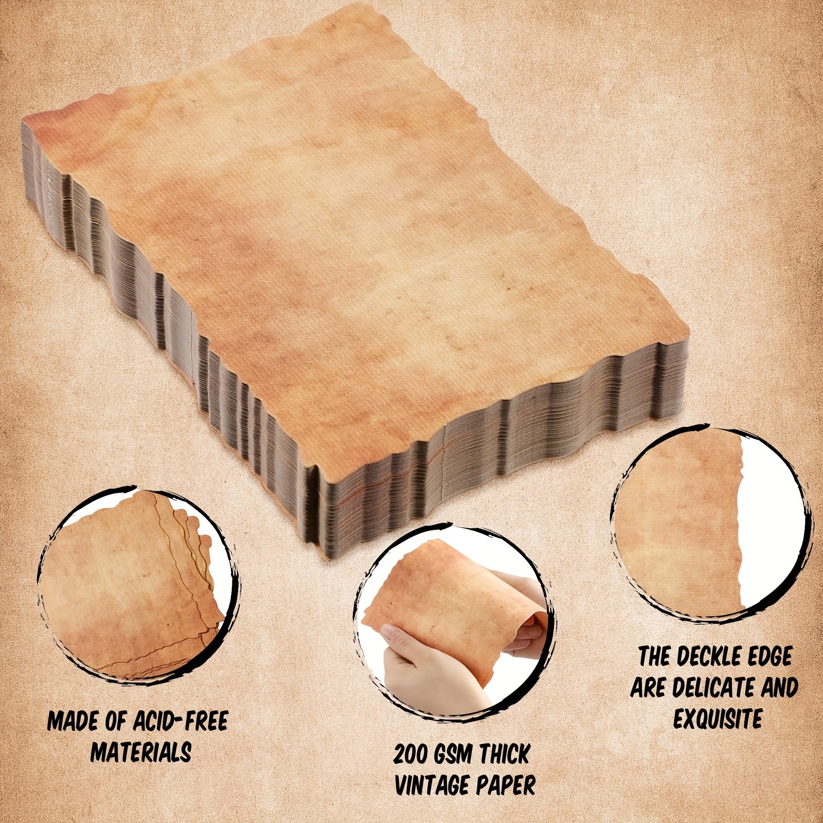 Antiqued Deckle Edge Virgin Paper.