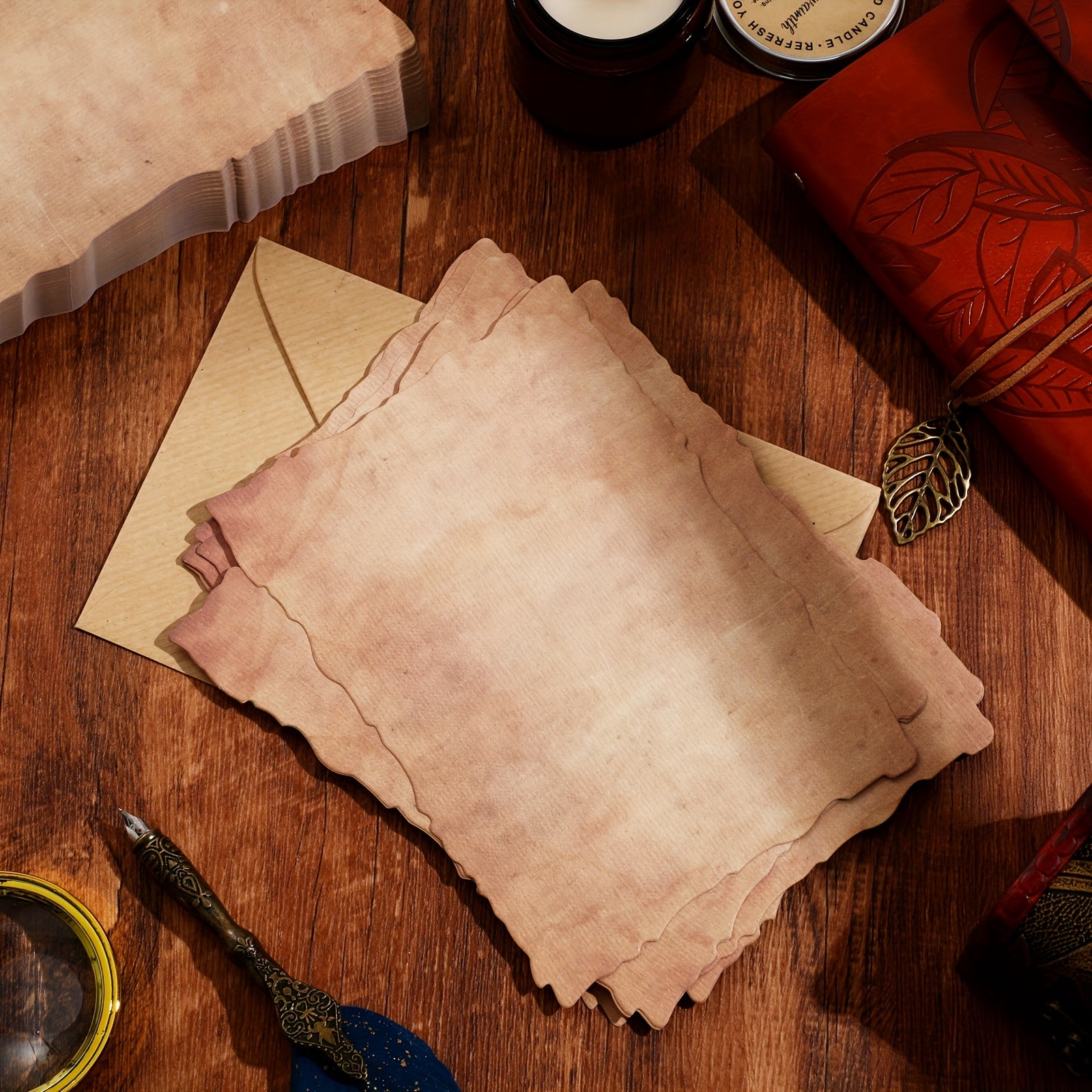 Antiqued Deckle Edge Virgin Paper.