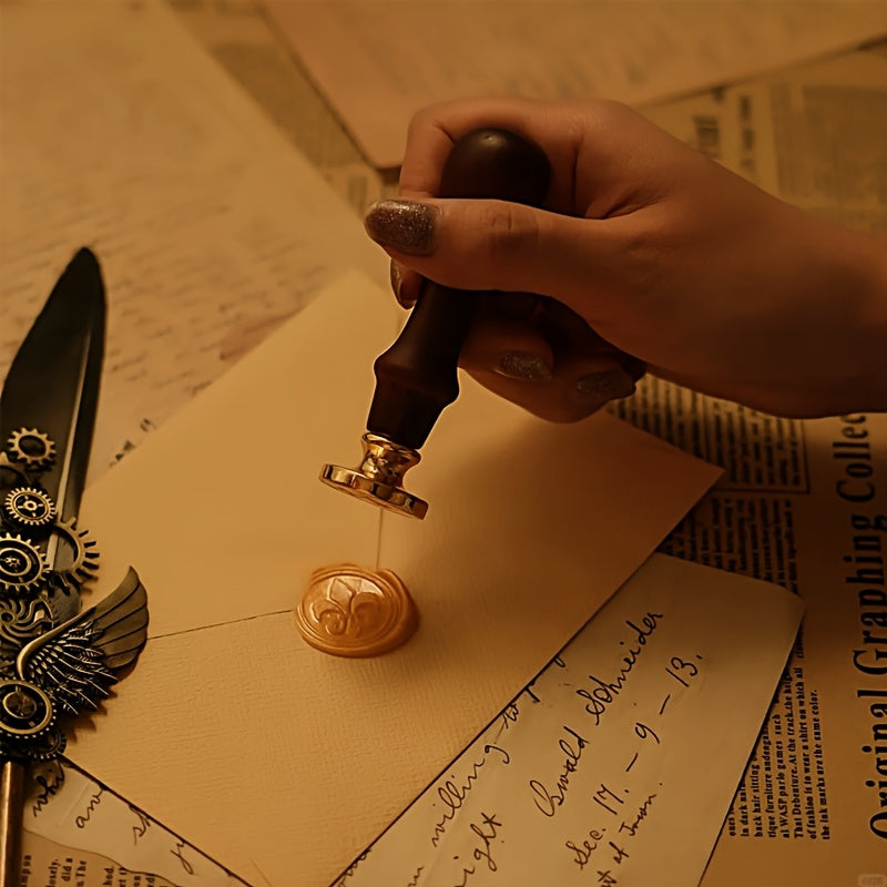 Feather Pen Ink Gift Box Set with Notebook And Wax Seal.