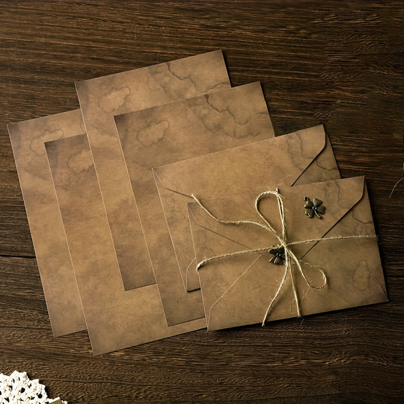 Envelope Letter Paper Set with Hemp Rope and Accessories