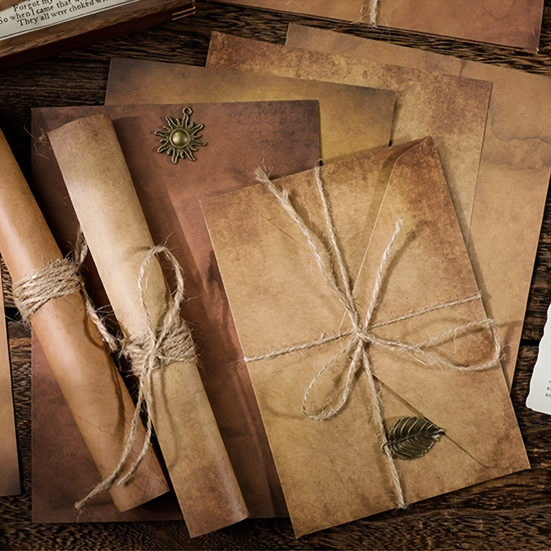 Envelope Letter Paper Set with Hemp Rope and Accessories